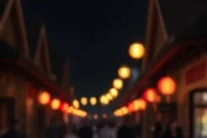 《琥珀街道》黄昏街口拉长的行人与路灯影子